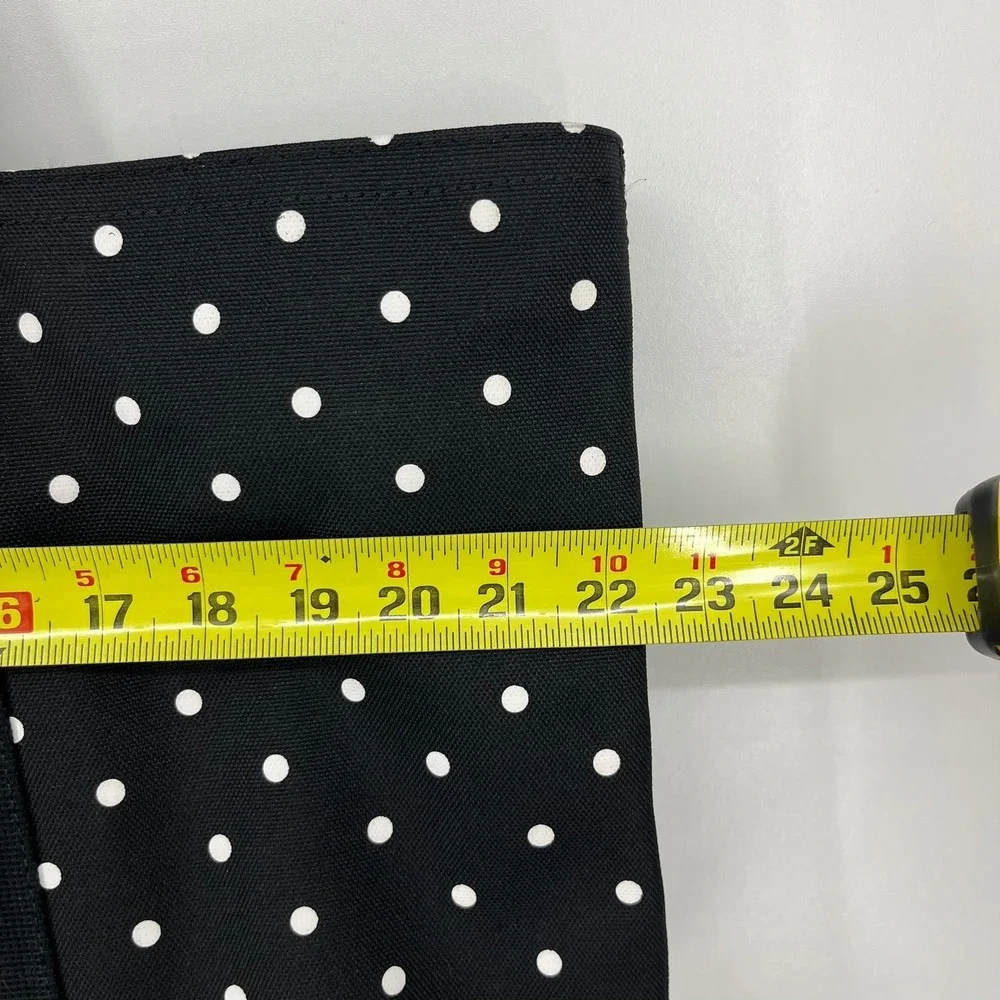 Banana Republic Black White Polka Dot Canvas Zip Top Tote Bag Large Handbag - Picture 4 of 11